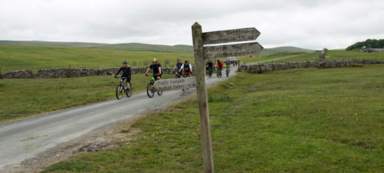 Cyclists near Malham Tarn and Pennine Way